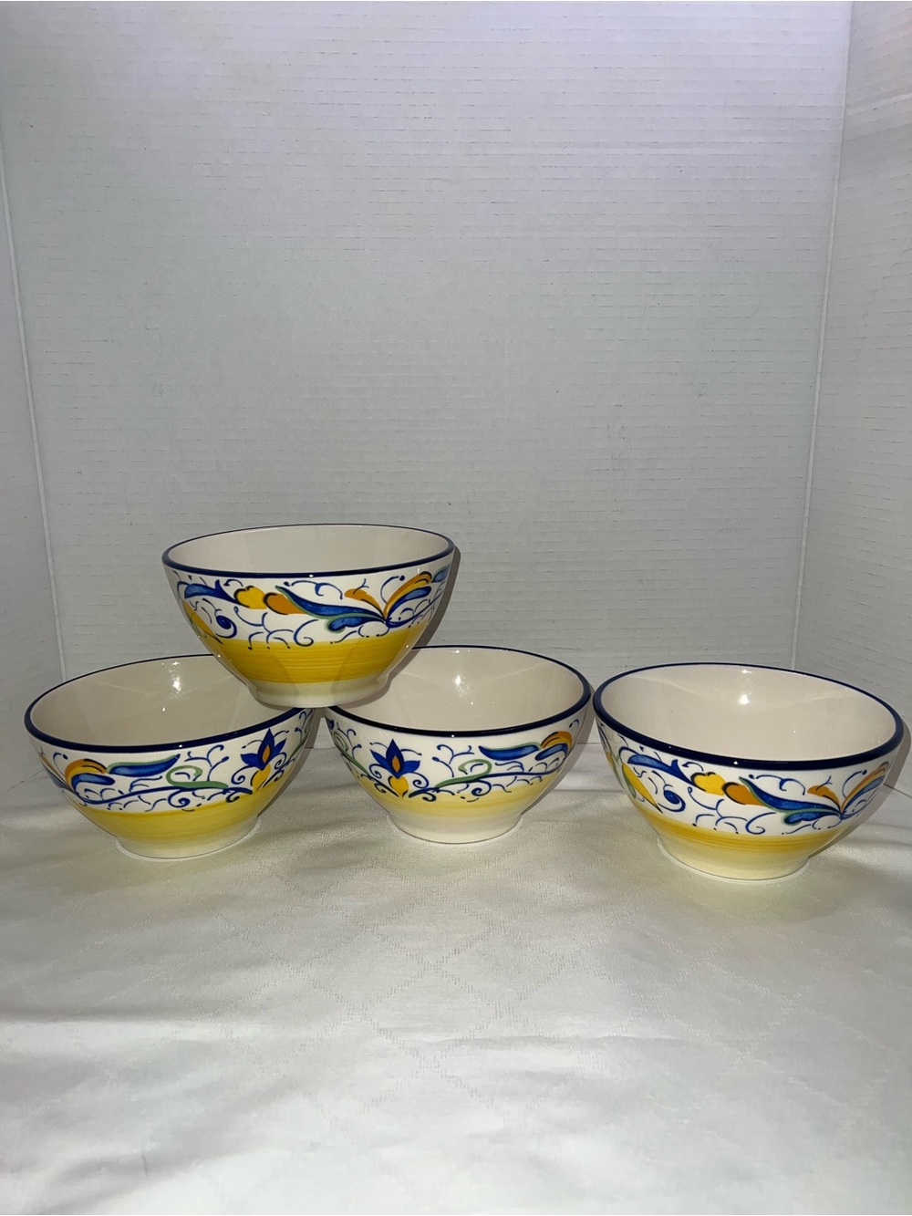 Pier 1 Imports Mirandela 6" Bowl Hand Painted Set of 4 Made in Portugal